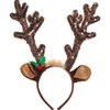 Amscan Sequined Brown Reindeer Antlers Headband - 15' x 14"