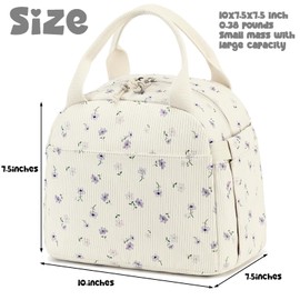 Bluboon Lunch Bag for Women Men Cute Corduroy Lunch Tote Bags Reusable Insulated Lunch Box Large Capacity Reusable Insulated Cooler for Work Picnic or Travel
