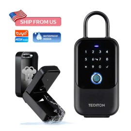 Tediton Cerraduras Inteligentes Security Safe Waterproof Fingerprint IC Card Password Lock Home Outdoor Wall Smart Key BoxColor: Tuya app, Special Features: Ship from USA, Type: Fingerprint+Card+Password+App+Key