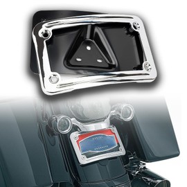 Curved Laydown License Plate Mount Compatibility with Harley Davidson Frame Plate Mount Truck Bracket 3-Hole Relocation kit OEM# 3148(Silver)