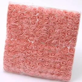 144pcs Mini Fake Lace PE Rose Foam Flower Heads Bouquet Artificial Roses For Home Decor Scrapbooking DIY Wreath ArtificiaL Flowers Wedding Flowers Accessories Make Bridal Hair Clips (Blush Pink)