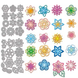 GLOBLELAND Cutting Dies with Lines and Flowers, Metal Spring Flowers and Leaves, Punching, Floral Cutting and Embossing Templates for Scrapbooking, Crafts, Paper Card Making
