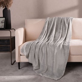 Brentfords Flannel Fleece Ultra Soft Large Blanket Throw Over Fluffy Warm Bedspread for Bedroom Single Bed Sofa Couch, Slate - 120 x 150cm