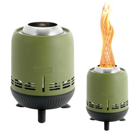 Onlyfire 9.5'' Smokeless Fire Pit with Carrying Bag, Portable Outdoor Low Smoke Fire Pit for Camping Tailgating Patio Backyard Bonfire, Wood Burning Fireplace, Stainless Steel Green Short FP055