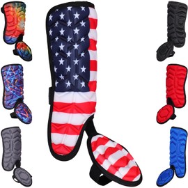 Exxact Sports Batter's Baseball Leg Guard with Adjustable Straps, Shin Guard Baseball - (USA Flag, Adult - Universal Fit)