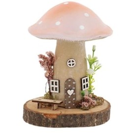 Shudehill Giftware Medium Spring Folk Art Toadstool Cottage 345535 Pink