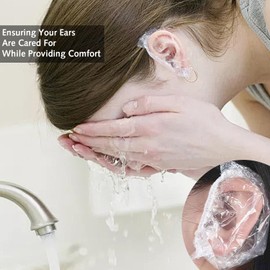 100 Pack Ear Covers for Shower, Disposable Shower Caps, Disposable Ear Protectors for Shower Colorful Waterproof Ear Protectors Ear Shower Caps for Hair Dye, Shower, Bathing, Salon