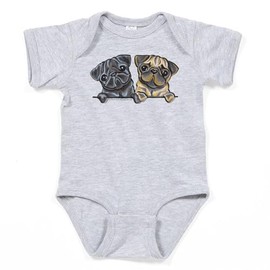 CafePress Pug Pals Cute Baby Bodysuit Romper Dark