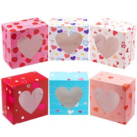 JOYIN 24 Pcs Valentine’s Day Bakery Treat Boxes Valentines Cupcake Boxes Cookie Boxes with Window for Holiday Pastries, Doughnut, Cookie, Cupcakes, Brownies, Truffles Gift Giving