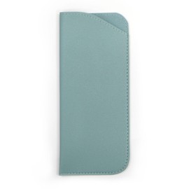 [Sparkling Plump Round] Glasses Case, Leather, Slim, Eyeglass Case, Sunglasses Case, Leather, Cute, Stylish, Thin, Compact, Lightweight, blue (light)