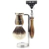 Silver Tip Badger Hair Shaving Brush with 3 Edge Razor and Stand 3 Pieces Shaving Set for Men