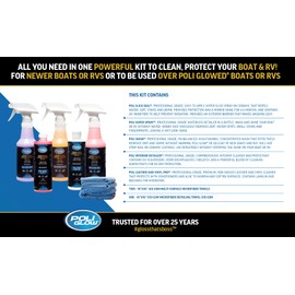 Poli Glow® 16 oz Vehicle Detailing Kit – All-in-One Cleaner & Protectant Set for Cars, Boats & RVs – Includes Interior, Exterior, Leather & Ceramic Detailers + Microfiber Towels – 7-Piece Kit