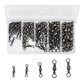 9KM DWLIFE 250Pcs Fishing swivels and clips Rolling Snap Swivel sea fishing tackle quick change swivels fishing Swivel Clips Connector for Fishing Hook to Line Connectorsfor Saltwater Freshwater