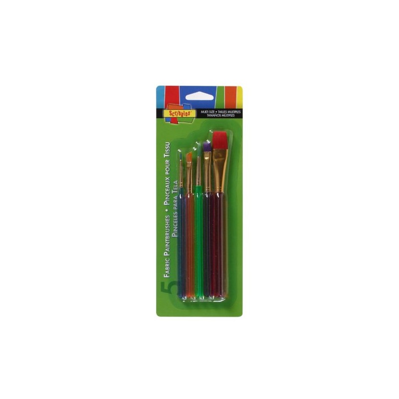 Scribbles Assorted Fabric Paint Brushes 5pk
