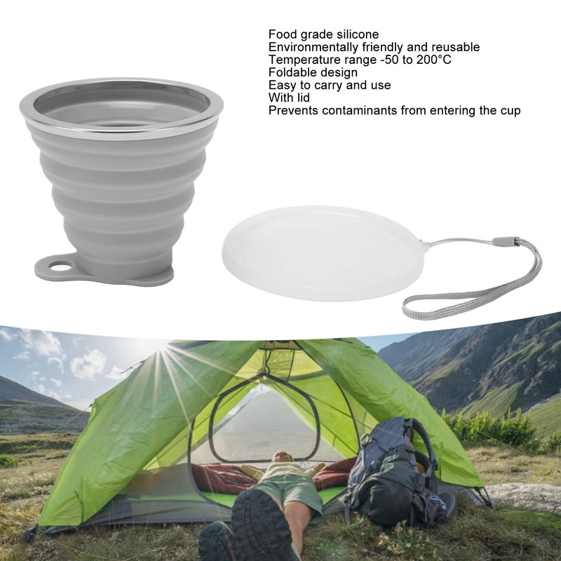 Taza de Viaje Plegable, Práctica Taza Plegable de Silicona Ecológica