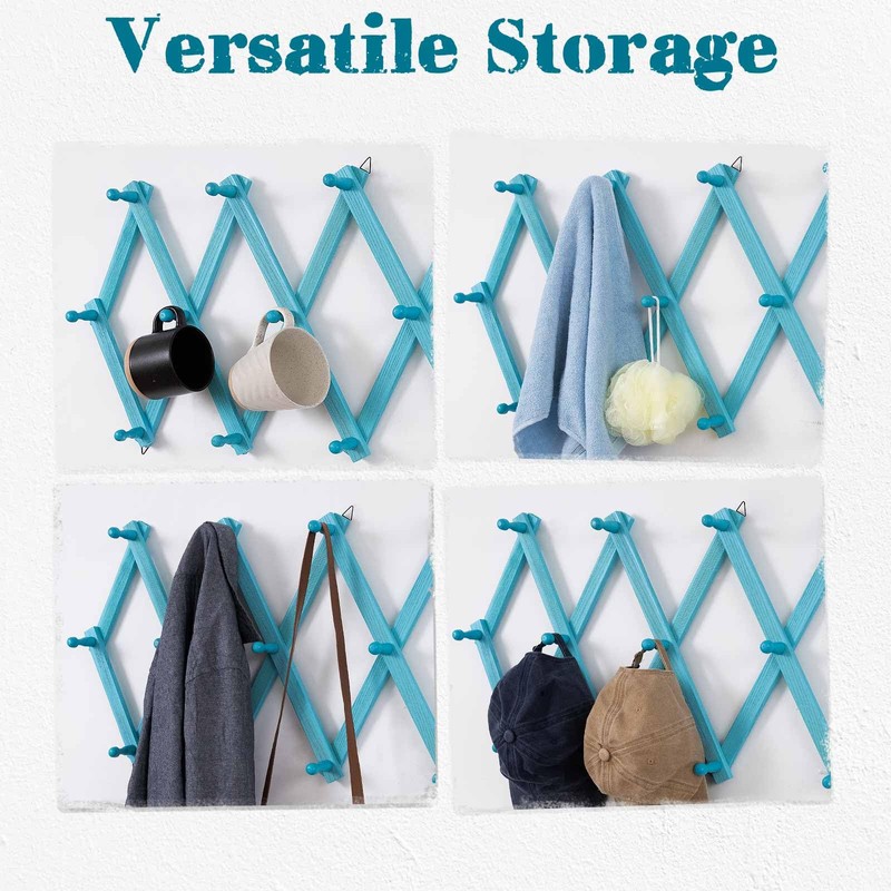 SCUNDA Beachy Coastal Wall Rack with 16 Hanging Hooks, Beach
