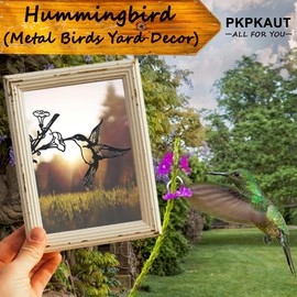 PKPKAUT Metal Birds Yard Decor for Outdoor, Metal Yard Art Outdoor and Garden Decorations, Unique Yard Decorations Outdoor Metal Bird, Metal Hummingbird Outdoor Decor Gifts for Women
