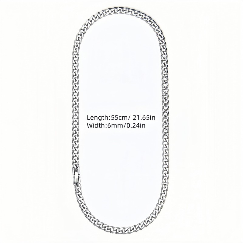 IN Chenthy Men's Cuban Chain, Silver Trend Hip-Hop Non-Fading Peptide