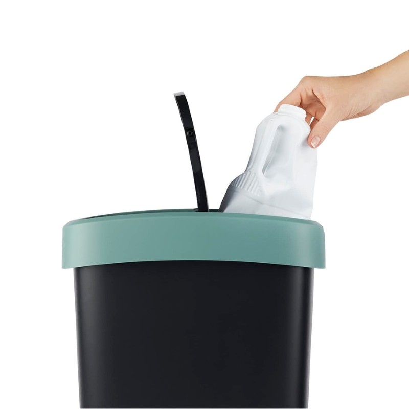 Rotho Twist Bin with Lid, 10 L, Plastic, Black/Green/Anthracite