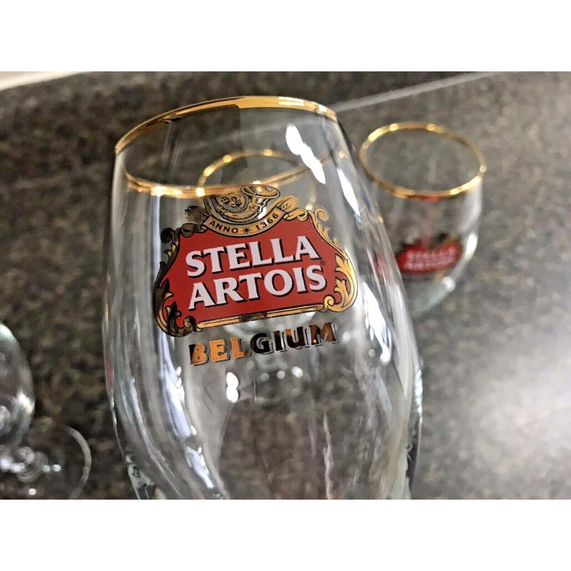 Stella Artois 4-Pack Original Gold Rim Glass Chalice 33cl