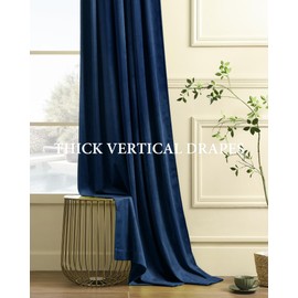 Nemia Royal Blue Velvet Curtains Thermal Insulated Blackout Curtain for Bedroom Window Living Room Darkening Luxury Vintage 96 Inches Long Heavy Drapes Panels Back Tab Set of 2