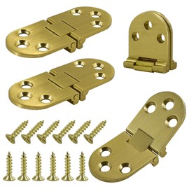 BDS-HOME 4pcs Round Edge Hinge Brass Butler Tray Hinge with Screws, 180 Degree Folding Flip Top Hinge for Hable Cabinet Closet Door Furniture, Gold