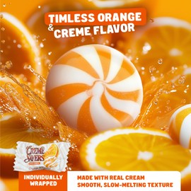 Orange Hard Candy 8oz – Real Creme Flavor, Bulk, Individually Wrapped, Old Fashioned, Resealable Bag