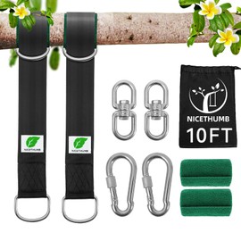 Tree Swing Hanging Straps Kit 10FT, Heavy Duty Safer Lock Carabiners & Tree Protectors Holds 2200 LBS, Tree Swing Straps Easy to Install Perfect for Swings or Hammocks