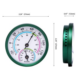 LayscoPro Mini Indoor Thermometer Hygrometer Analog 2 in 1 Temperature Humidity Monitor Gauge for Home, Room, Outdoor, Offices, Display Mechanical (No Battery Needed) (Green-2 Pack, Green-2 Pack)