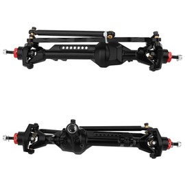 RZXYLRC CNC Aluminum Alloy Front & Rear Axle for Axial SCX10 PRO 1/10 RC Crawler Metal Upgrade Part (Black)