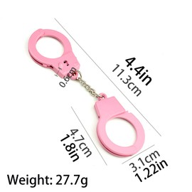 POYAMUSE Mini Handcuffs Metal Keychain Creative Handcuff Keyring-pink
