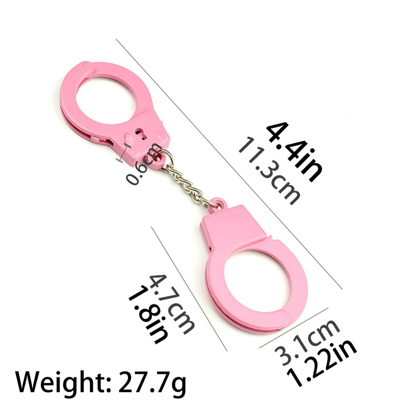 POYAMUSE Mini Handcuffs Metal Keychain Creative Handcuff Keyring-pink