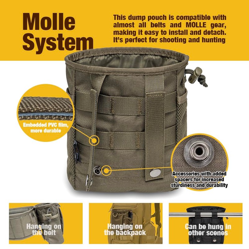 TSPRO Molle Dump Pouch with Drawstring Magazine Bag Utility Bag