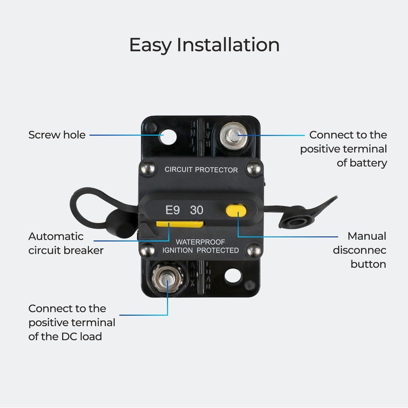 Renogy Circuit Breakers, Rated for 48V DC at 80A
