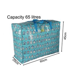 The Pescara Collection Extra Large Storage Bags Water & Dust Resistant. Double zipped storage bags for toys, laundry, bedding. Underbed Wardrobe Space Saver Blue Beach huts (65 ltr 2x Pack)