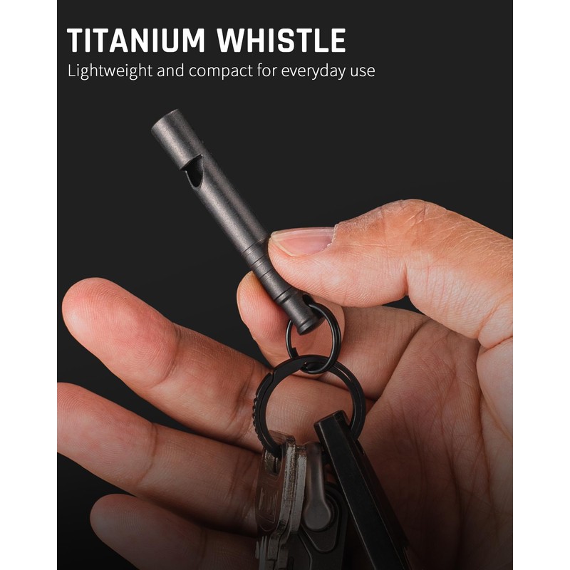 TISUR Titanium Emergency Whistle,120db Safety Whistle with Lanyard,Outdoor Survival Small