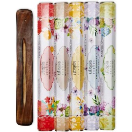 75 Premium Incense Sticks Variety Gift Pack + Bonus Wooden Holder