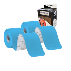 Kinesiology Tape, Waterproof Elastic Muscle Support Tape for Exercise, Athletic Tape, Sports & Injury Recovery, Breathable & Latex Free, 5cm x 5m Per Roll, Blue, 2 Rolls Pack