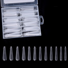 siyuwuro 120Pcs Dual Nail Forms Poly Extension Gel Nails Full Cover Nail Tip Builder Models 12 Sizes Clear Snake Print for Solid Nail Gel Glue Nail Art Design for Home & Salon (Thin Stiletto)