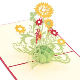 Medigy 3D Pop Up Greeting Cards Sun Flower Blank Cards for Most Occasions Yellow
