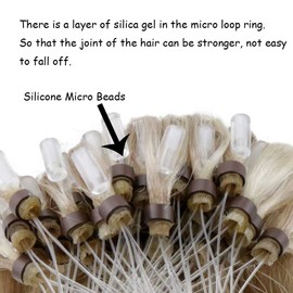 LaaVoo Hair Extensions Real Human Hair Microbead Ash Blonde Highlights Bleach Blonde Real Hair Extensions Microbead Human Hair Extensions Micro Loop Blonde Hair Extensions 50g/50s 18inch