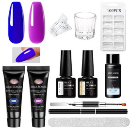 MEET ACROSS Poly Nail Gel 10Pcs Nail Extension Gel Set and Nail Extension Starter Kit for Beginners Nail Art DIY Home Gifts for Women (SET-12, 10pcs)