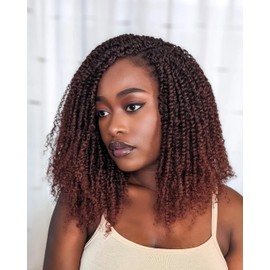 ZRQ 6 Inch Micro Twist Crochet Hair Bob Crochet Braids Ombre Brown Mini Pre-twisted Passion Twist Mini Senegalese Twist Crochet Hair Pre-looped Yanky Twist Hair Extensions(9 Packs,T30#)