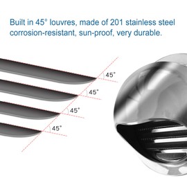 6'' Exhaust Vent Dryer Vent, Hon&Guan Exhaust Vent Soffit Vent 6 Inch Stainless Steel Wall Vent for HVAC System.