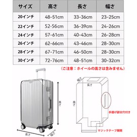T Tersely Suitcase Cover, Carry-On Bag Case, Protective Cover, Waterproof, Clear, Transparent, Luggage Trunk, Vinyl PVC, Travel Carry Cover, Protects from Scratches and Dirt, Stain-Resistant