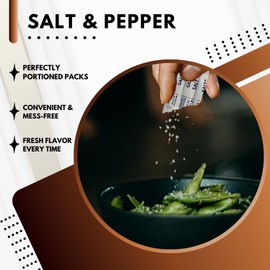 Green Direct Salt and Pepper Packets, 200 pcs, 100 Salt & 100 Pepper Packs for Convenient Seasoning Individually Sealed, Disposable Sachets for Food Service, Cafes, Travel, and Everyday Use