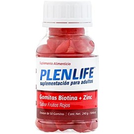 PLENLIFE Gomitas biotina y zinc sin azúcar sabor frutos rojos, 50 unidades