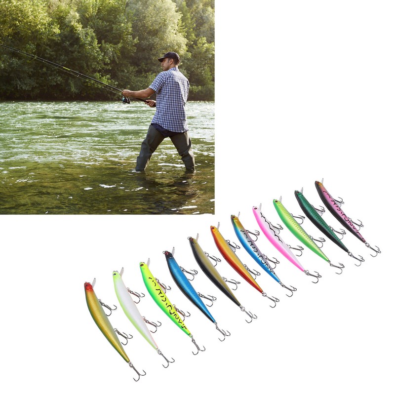 11 Pcs Simulation Minnow Lure Plastic Fishing Bait Fishing Accessories