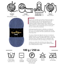 Baby Yarn #3 Light Worsted DK Anti-Pilling Acrylic Yarn for Knitting and Crochet (3 Pack, 1533 Light Navy Blue)