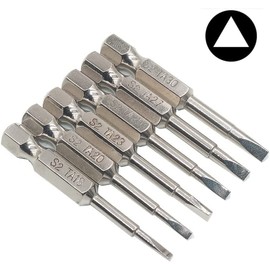 Fixinus 6 Pieces Magnetic Triangle Screwdriver Bits Set, 1/4 Inch Hexagonal 1.8/2.0/2.3/2.5/2.7/3.0 Triangle Screwdriver Bits S2 Steel Triangle Drill, 50 mm Length